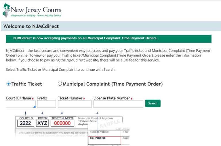 Steps to Pay New Jersey Traffic Ticket Online